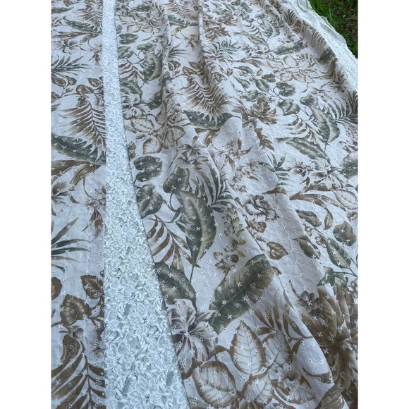 2 Panels Set Embroidery Tropical Window Curtains Natural Bamboos Rings 80"x40" - Picture 9 of 12